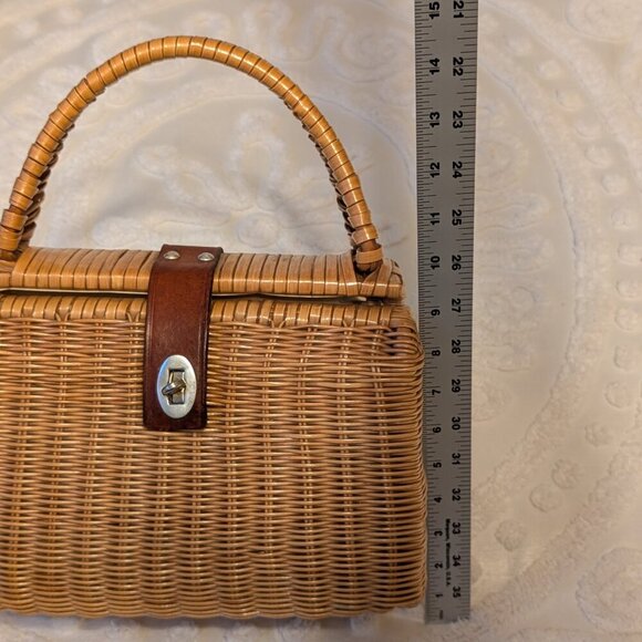 VINTAGE Mantessa 1960s dual sided purse - straw wicker handbag - Golden Girls - Picture 8 of 16